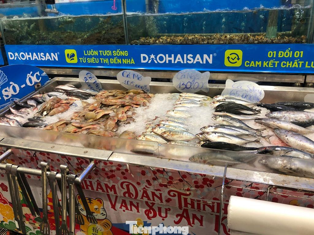 Các loại thủy hải sản cũng có giá mềm như cá mó 105.000 đồng/kg, cá sòng 65.000 đồng/kg, cá ngân 130.000 đồng/kg...