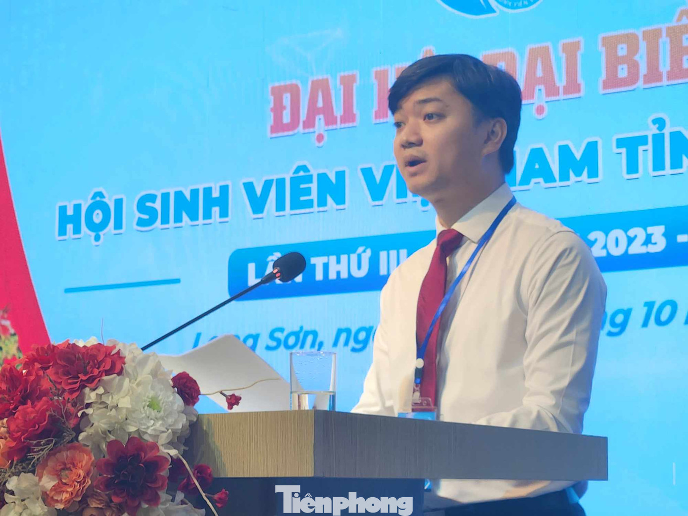 Phát biểu tại Đại hội, anh Nguyễn Minh Triết - Bí thư T.Ư Đoàn, Chủ tịch Trung ương Hội Sinh viên Việt Nam mong muốn sinh viên Lạng Sơn nỗ lực hơn nữa, giành nhiều thành tích cao trong học tập, rèn luyện. Ảnh: Duy Chiến