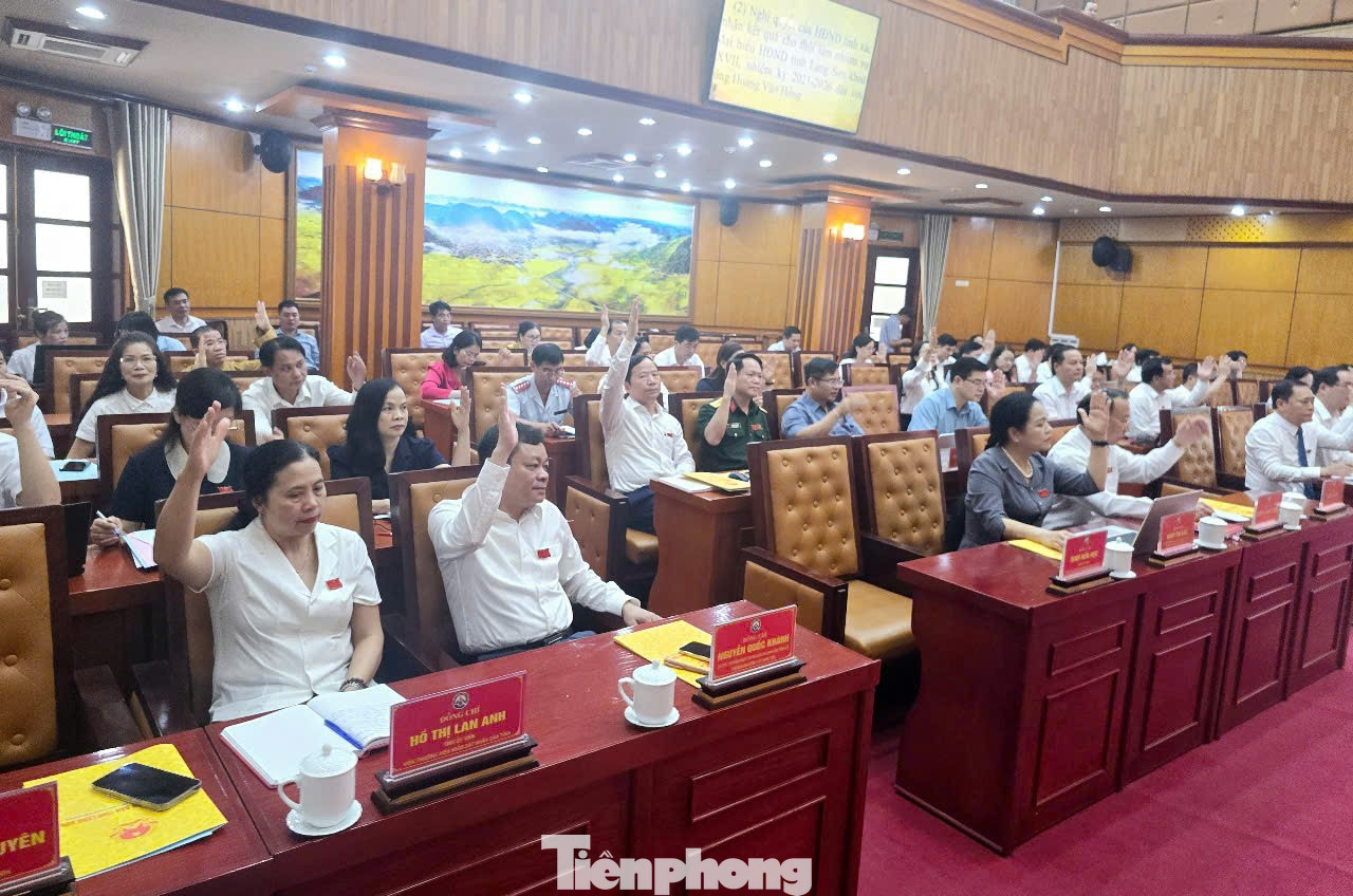 Đại biểu HĐND tỉnh Lạng Sơn biểu quyết cho thôi nhiệm vụ đại biểu HĐND tỉnh nhiệm kỳ 2021-2026 đối với ông Nguyễn Thanh Sơn. Ảnh: Duy Chiến. Đại biểu HĐND tỉnh Lạng Sơn biểu quyết cho thôi nhiệm vụ đại biểu HĐND tỉnh nhiệm kỳ 2021-2026 đối với ông Nguyễn Thanh Sơn. Ảnh: Duy Chiến.