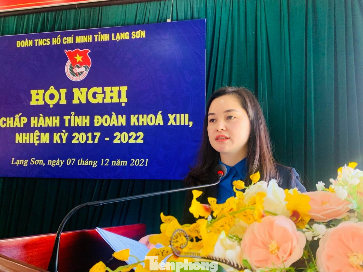 Chị Đinh Thị Anh Thư phát biểu sau khi được Ban chấp hành Tỉnh đoàn Lạng Sơn khóa XIII bầu giữ chức danh Bí thư Tỉnh Đoàn Lạng Sơn. - Ảnh: Duy Chiến