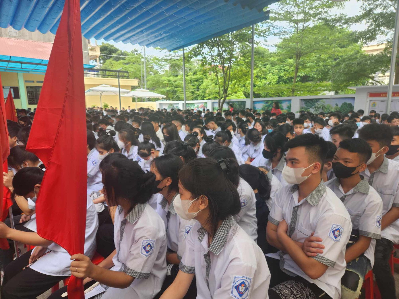 Gần 800 em học sinh Trung tâm GDNN-GDTX Cao Lộc ngày tựu trường 5/9. Ảnh: Duy Chiến