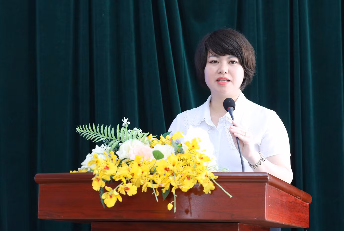 Chị Lê Thùy Dung - Phó Bí thư Tỉnh Đoàn Lạng Sơn phát biểu khai mạc Hội thi. Chị Lê Thùy Dung - Phó Bí thư Tỉnh Đoàn Lạng Sơn phát biểu khai mạc Hội thi.