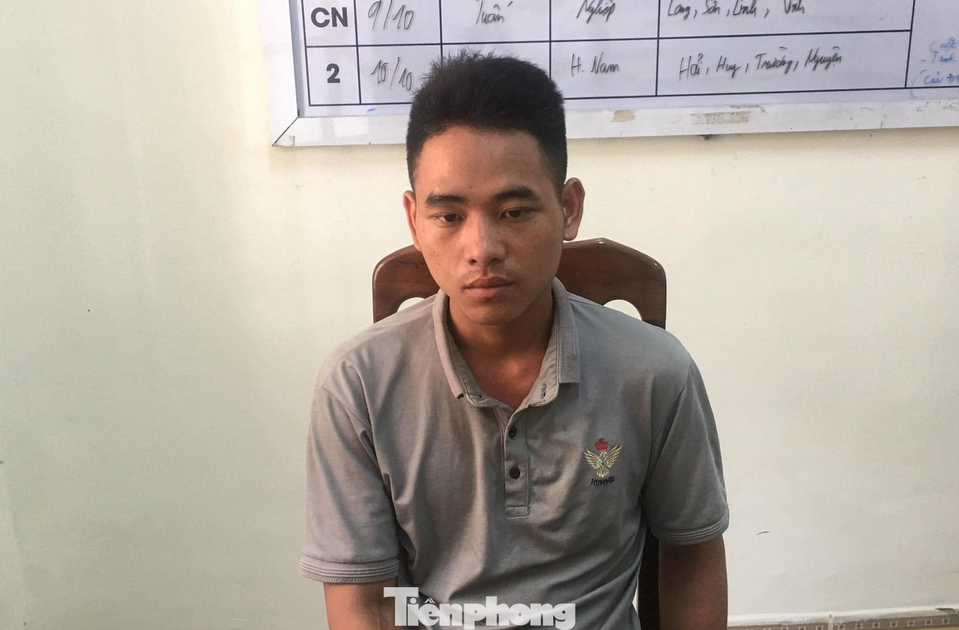 Đối tượng Hoàng Văn Hải tại cơ quan công an -Ảnh: CB