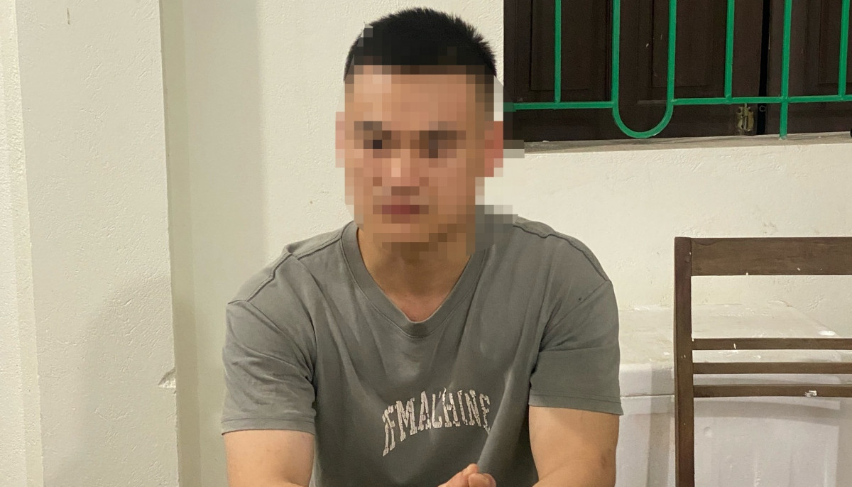 Đối tượng Phạm Trung Thành tại cơ quan công an.