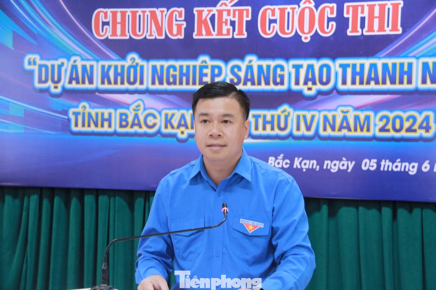 Anh Triệu Tiến Trình - Bí thư Tỉnh Đoàn Bắc Kạn phát biểu khai mạc cuộc thi chung kết.