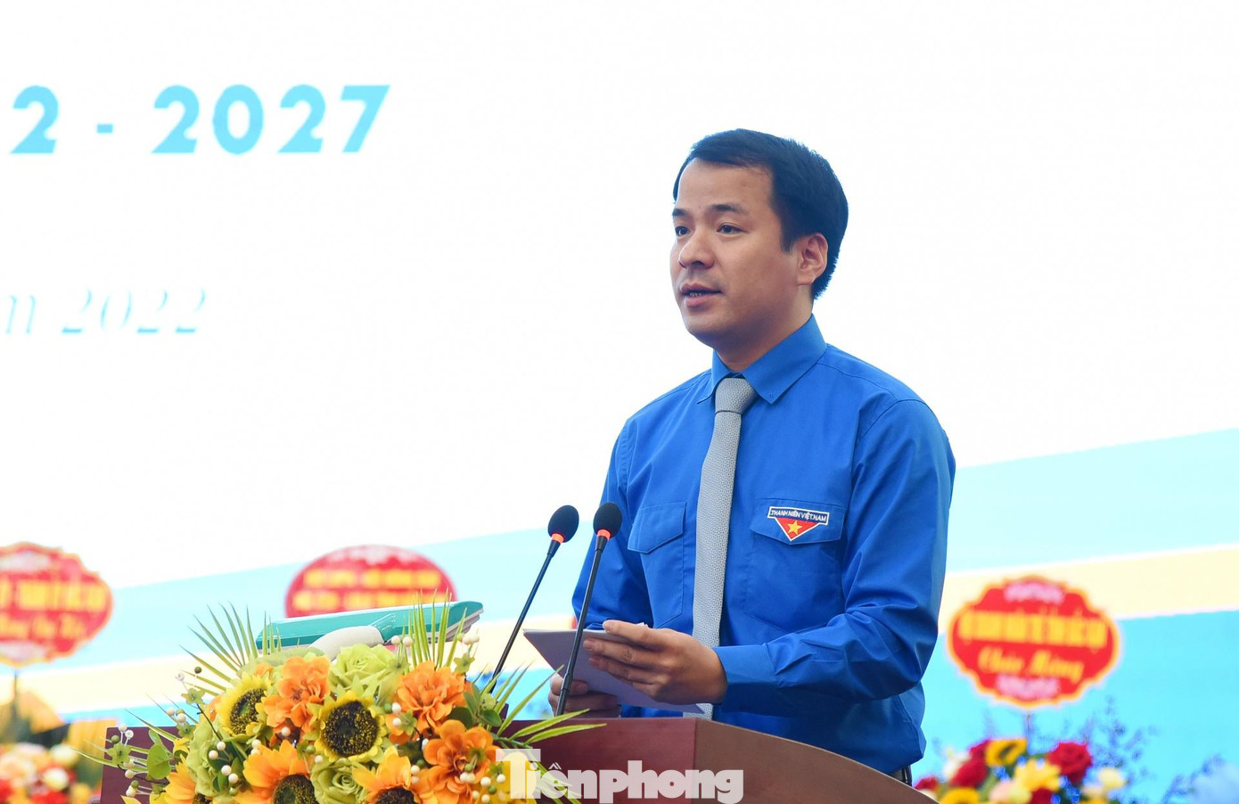 Bí thư T.Ư Đoàn Ngô Văn Cương phát biểu chỉ đạo tại Đại hội - Ảnh: BK