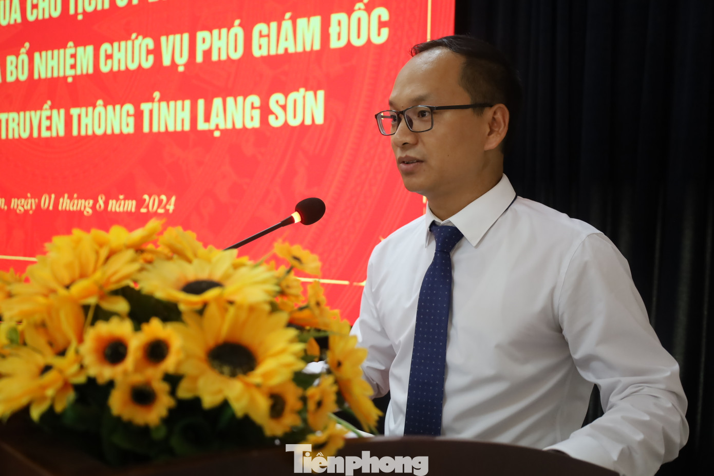 Tân Phó Giám đốc Sở Thông tin- Truyền thông Trần Hữu Giang phát biểu nhận nhiệm vụ. Ảnh: Duy Chiến