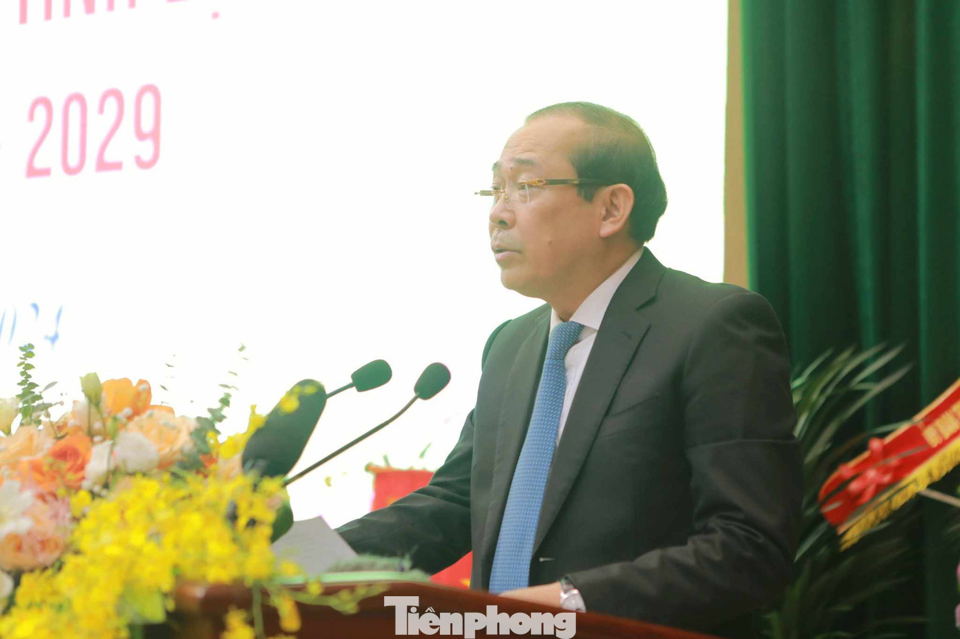 Phó Chủ tịch Ủy ban Trung ương MTTQ Việt Nam Hoàng Công Thủy phát biểu chỉ đạo đại hội. (Ảnh: Duy Chiến)