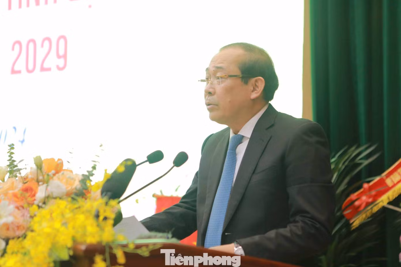 Phó Chủ tịch Ủy ban Trung ương MTTQ Việt Nam Hoàng Công Thủy phát biểu chỉ đạo đại hội. (Ảnh: Duy Chiến)