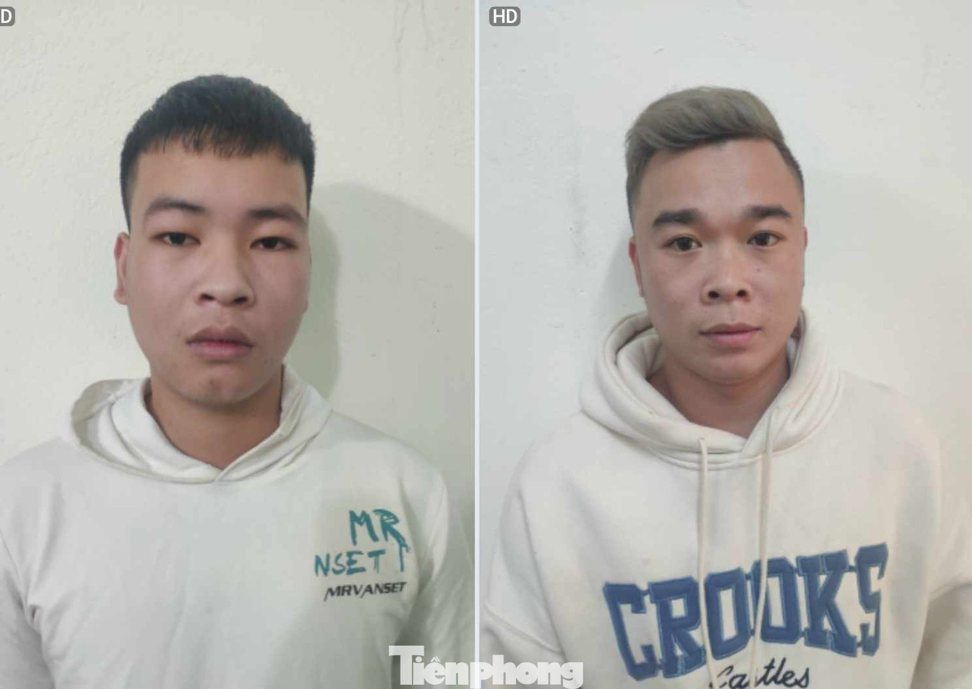 Hai đối tượng Đức, Luân tại cơ quan công an. Ảnh: Duy Chiến Hai đối tượng Đức, Luân tại cơ quan công an. Ảnh: Duy Chiến