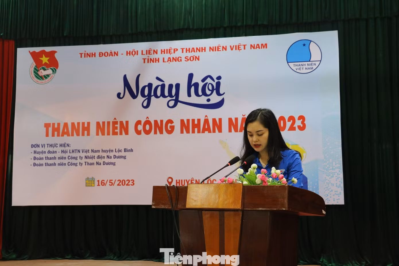 Chị Đinh Thị Anh Thư - Bí thư Tỉnh Đoàn Lạng Sơn phát biểu tại chương trình. Ảnh: Duy Chiến