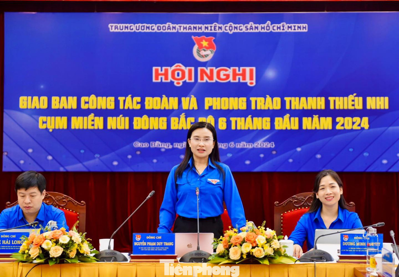 Chị Nguyễn Phạm Duy Trang- Bí thư Trung ương Đoàn (giữa) chủ trì Hội nghị. Chị Nguyễn Phạm Duy Trang- Bí thư Trung ương Đoàn (giữa) chủ trì Hội nghị.