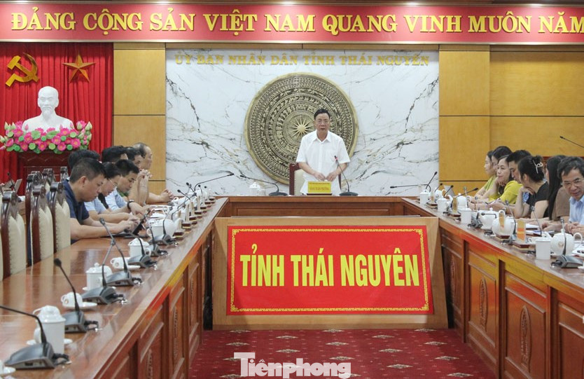 Phó Chủ tịch Thường trực UBND tỉnh Thái Nguyên Đặng Xuân Trường (đứng) phát biểu chỉ đạo cuộc họp.