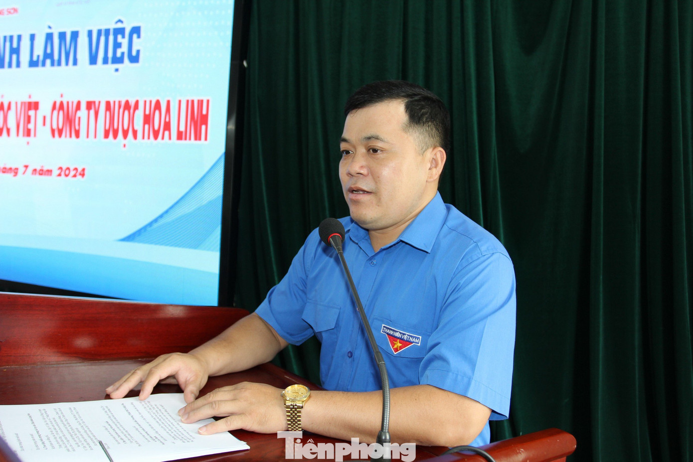 Anh Lăng Văn Chí - Phó Bí thư Thường trực Tỉnh Đoàn Lạng Sơn phát biểu tại chương trình. Ảnh: Duy Chiến