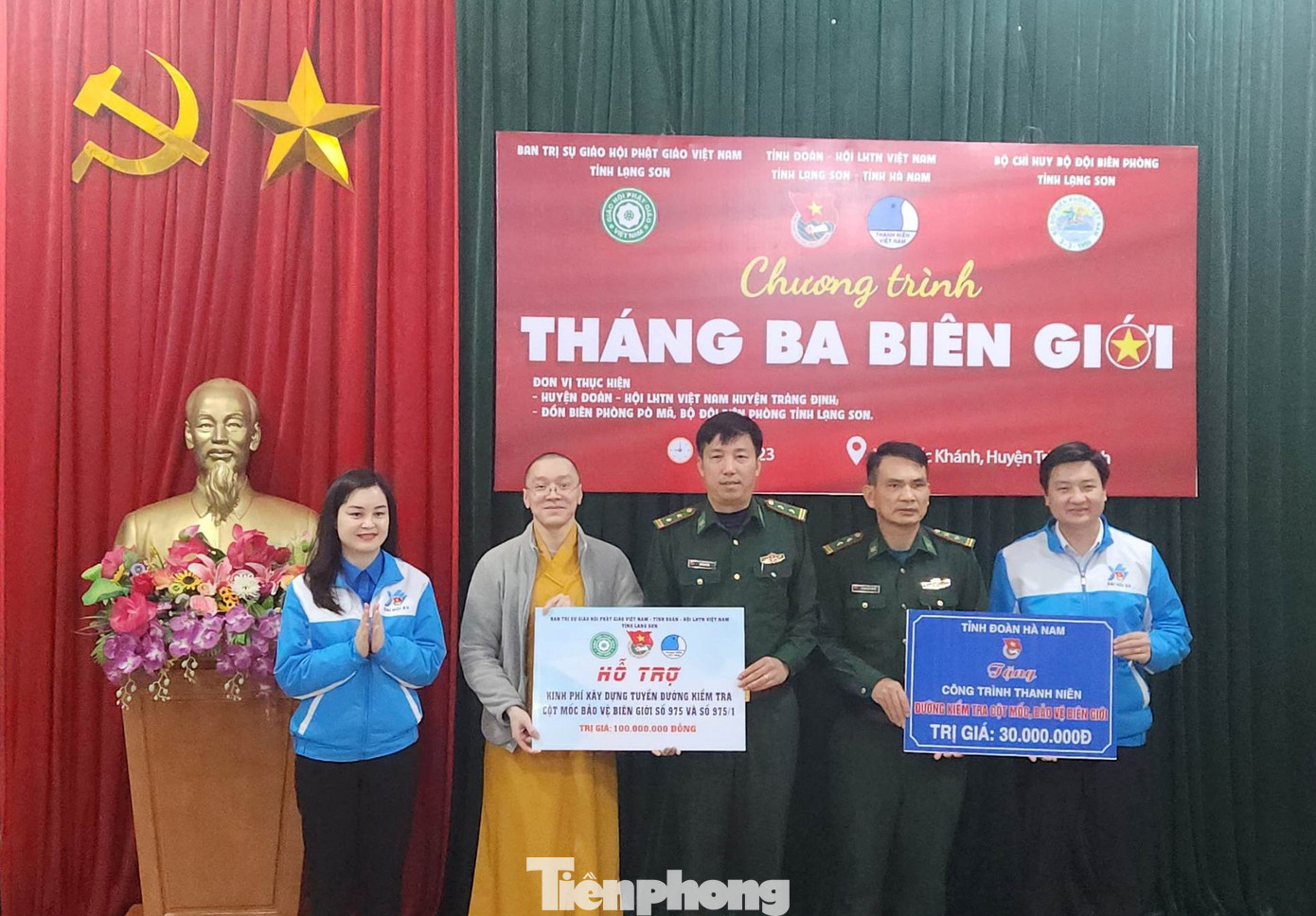 Tỉnh Đoàn Hà Nam, Lạng Sơn và Ban trị sự Giáo hội Phật giáo Việt Nam tỉnh Lạng Sơn hỗ trợ kinh phí làm đường lên cột mốc.