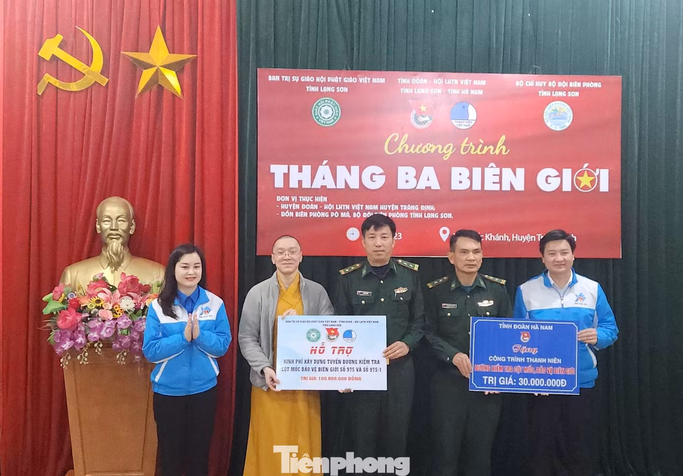 Tỉnh Đoàn Hà Nam, Lạng Sơn và Ban trị sự Giáo hội Phật giáo Việt Nam tỉnh Lạng Sơn hỗ trợ kinh phí làm đường lên cột mốc.