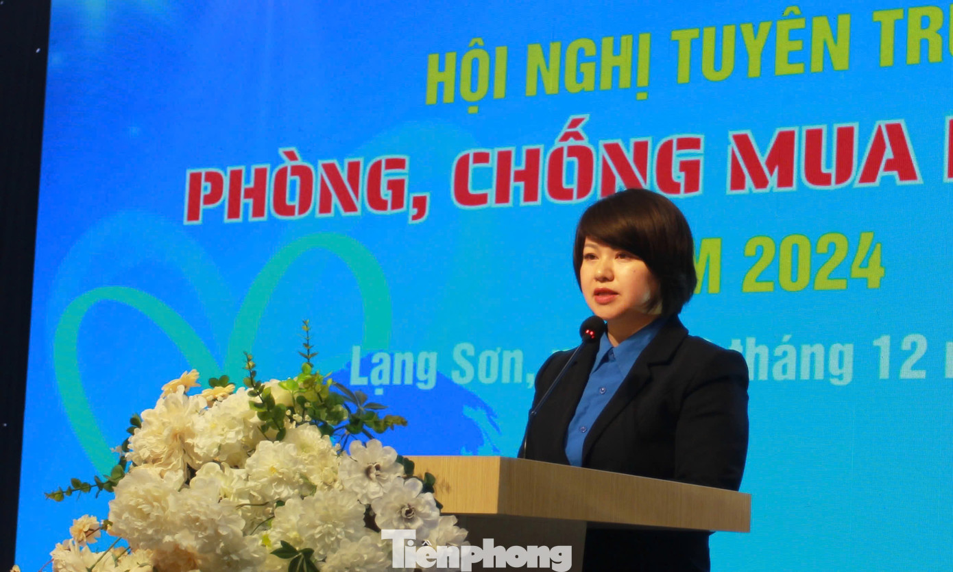 Chị Lê Thùy Dung - Phó Bí thư Tỉnh Đoàn, Chủ tịch Hội đồng Đội phát biểu khai mạc Hội nghị. Ảnh: Duy Chiến Chị Lê Thùy Dung - Phó Bí thư Tỉnh Đoàn, Chủ tịch Hội đồng Đội phát biểu khai mạc Hội nghị. Ảnh: Duy Chiến