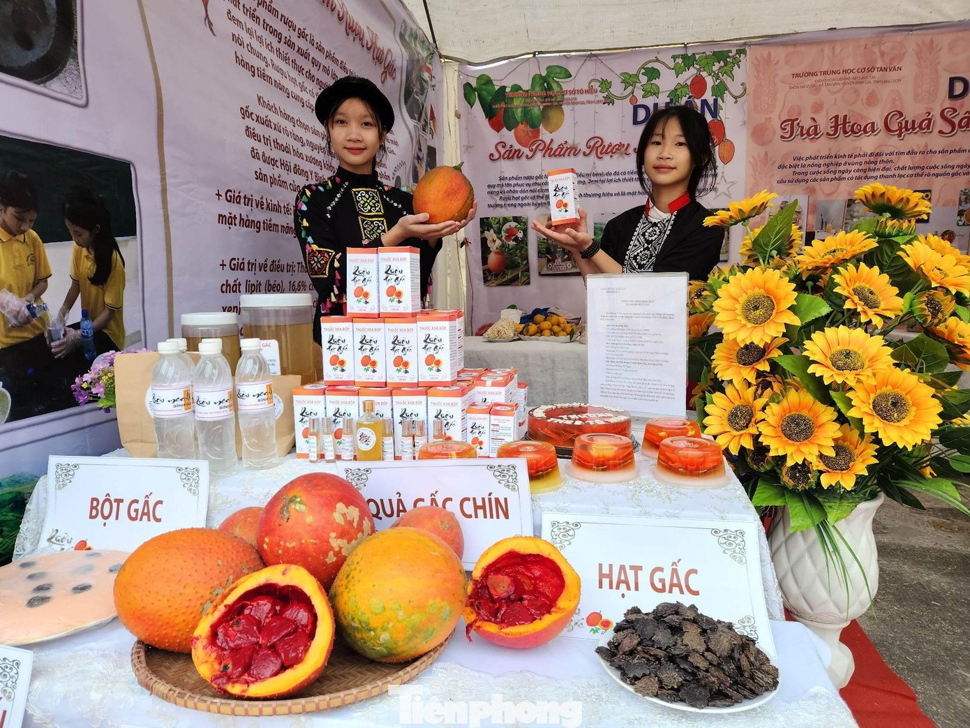 Sản phẩm làm bằng quả gấc, hạt gấc của học sinh huyện miền núi Bình Gia rất ấn tượng - Ảnh: Duy Chiến