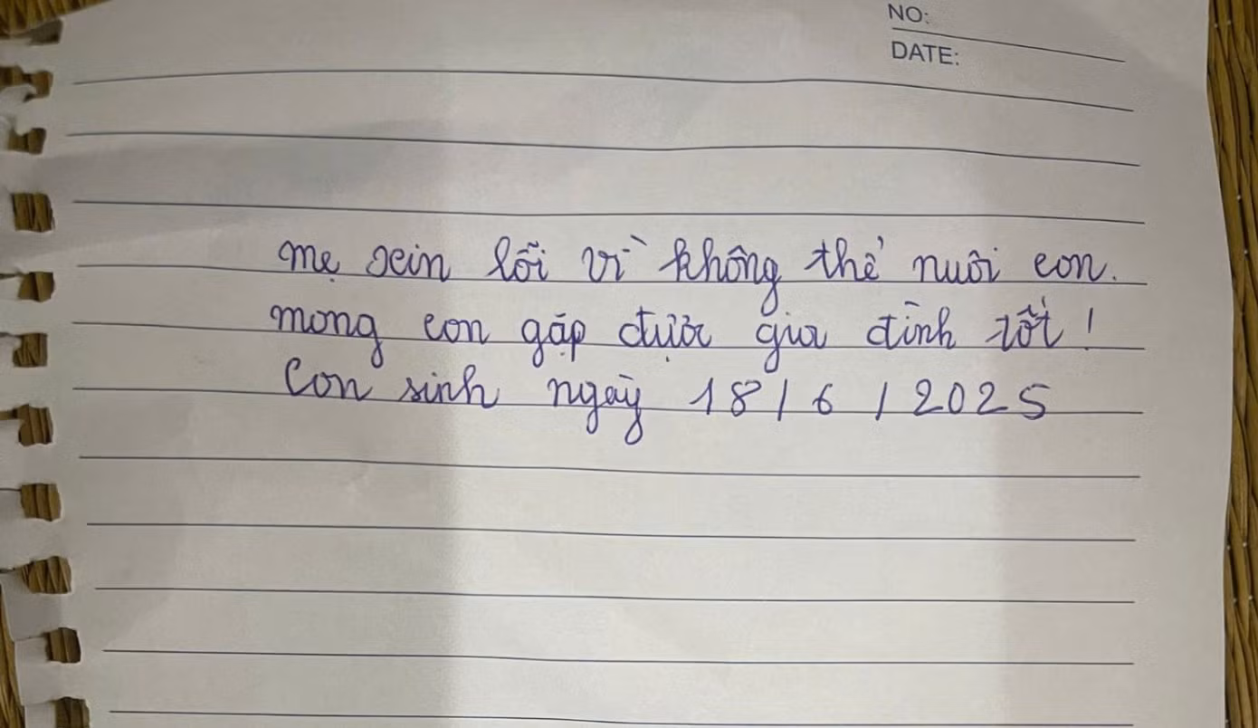 Người mẹ bỏ con với những lời thống thiết. Người mẹ bỏ con với những lời thống thiết.
