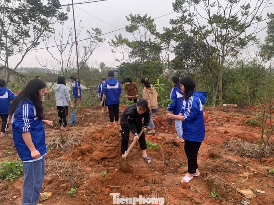 Các em học sinh Trường Dân tộc Nội trú huyện Lộc Bình cũng tích cực tham gia chương trình "tết trồng cây" -Ảnh: Duy Chiến