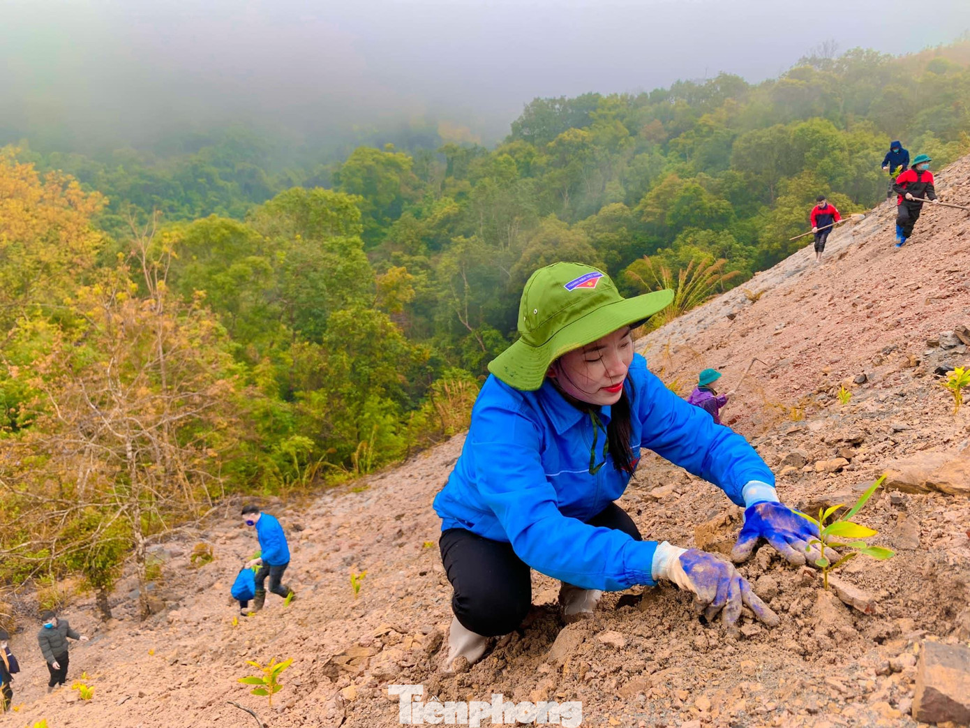 Tuổi trẻ huyện Lộc Bình trồng cây phủ xanh đồi núi khu vực biên giới -Ảnh: Duy Chiến