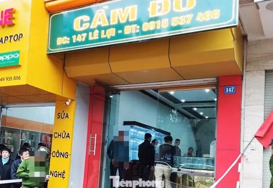 Hiện trường vụ cướp vàng ở trung tâm thành phố Lạng Sơn -Ảnh: Duy Chiến