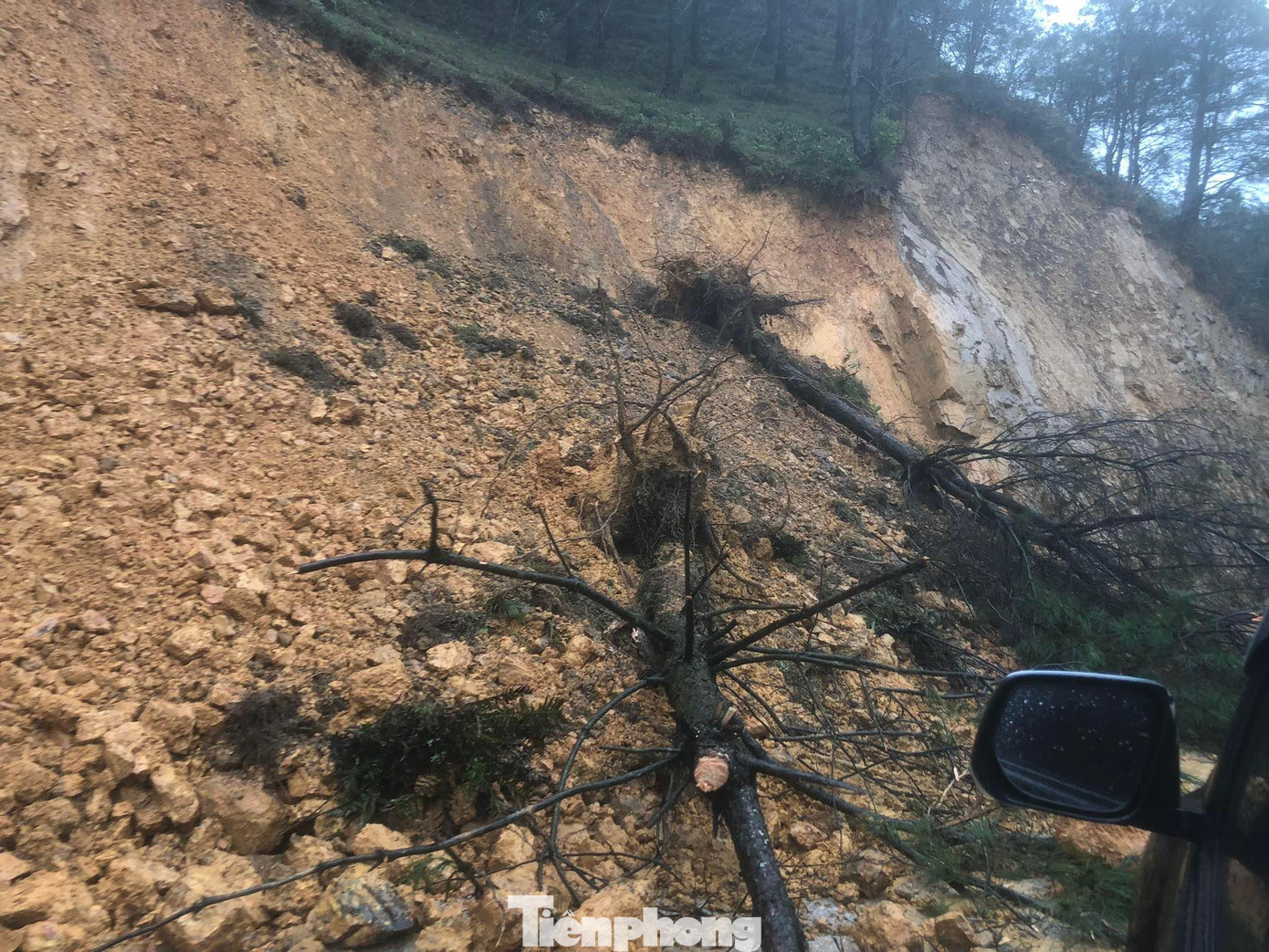 Đất và cây do sạt lở đất ở km số 3 đường lên đỉnh Mẫu Sơn đã gây ra việc ùn tắc đường. Ảnh: Bảo Anh Đất và cây do sạt lở đất ở km số 3 đường lên đỉnh Mẫu Sơn đã gây ra việc ùn tắc đường. Ảnh: Bảo Anh