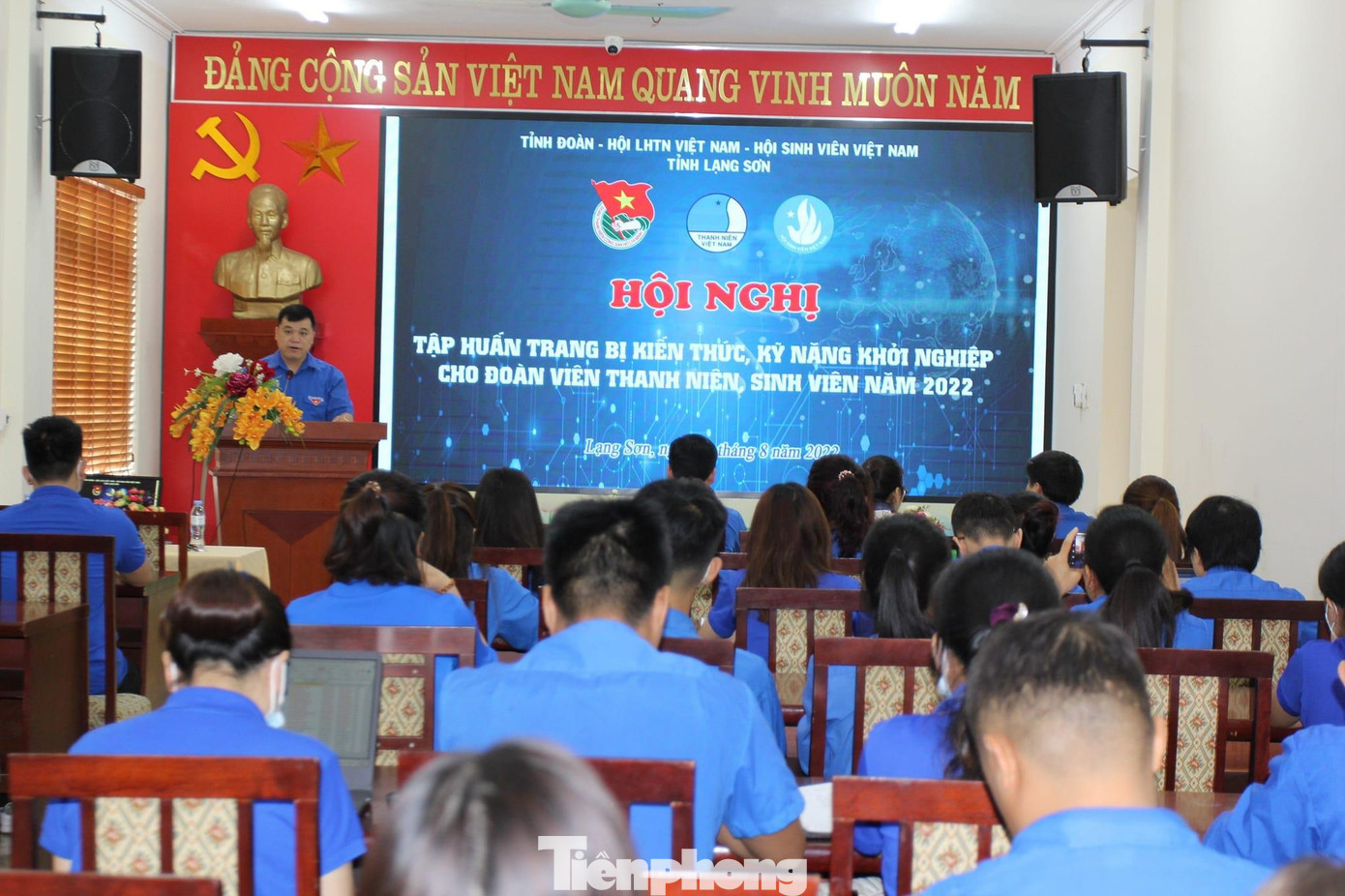 Anh Lăng Văn Chí, Phó Bí thư Thường trực Tỉnh Đoàn Lạng Sơn phát biểu khai mạc lớp tập huấn -Ảnh: Duy Chiến