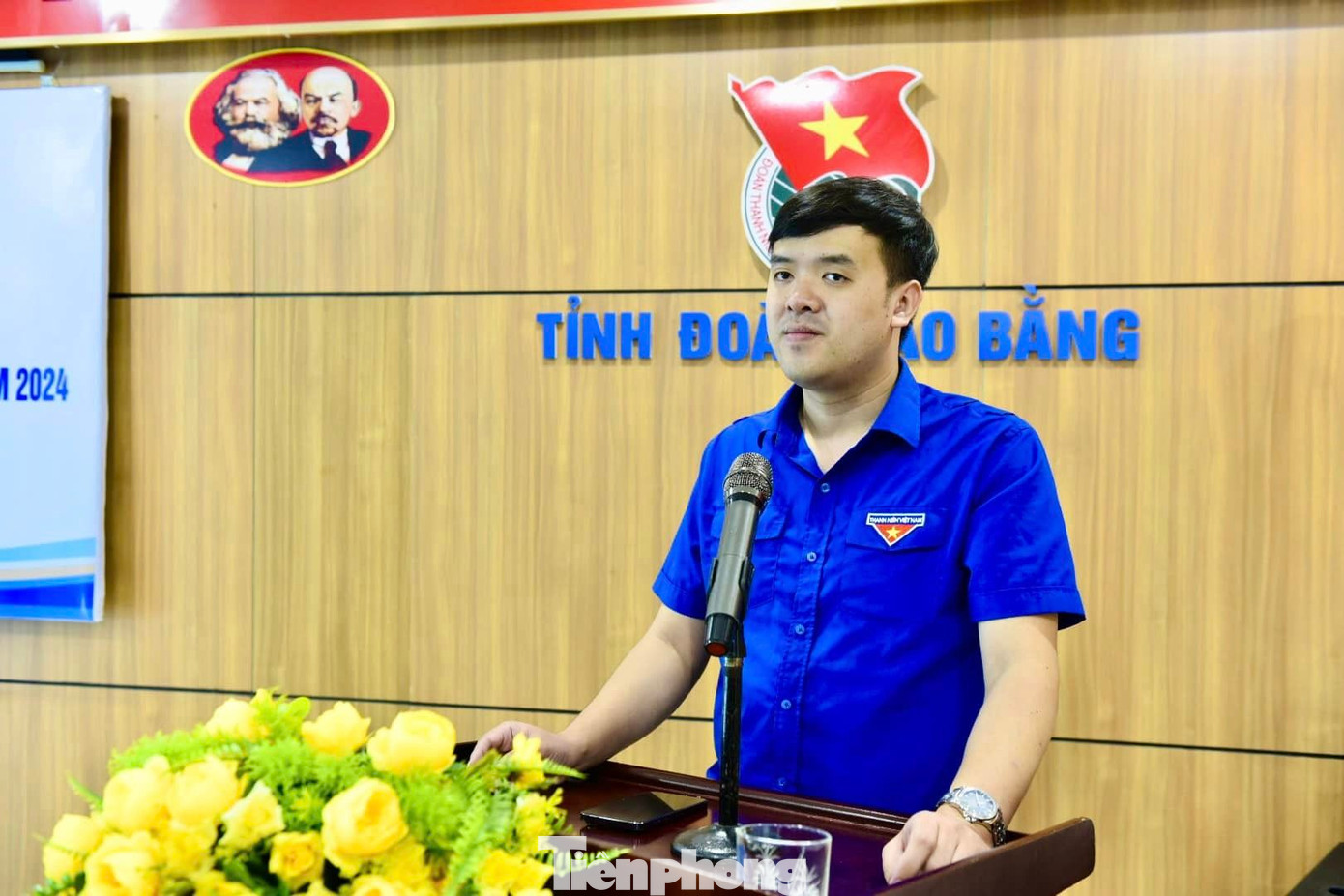 Anh Hà Ngọc Huy - Phó Bí thư Thường trực Tỉnh Đoàn Cao Bằng phát biểu khai mạc hội nghị.