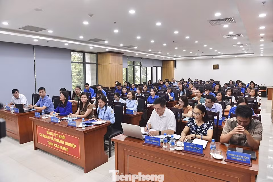 Đông đảo cán bộ Đoàn- Đội, Tổng phụ trách Đội và học sinh, sinh viên tham dự chương trình.