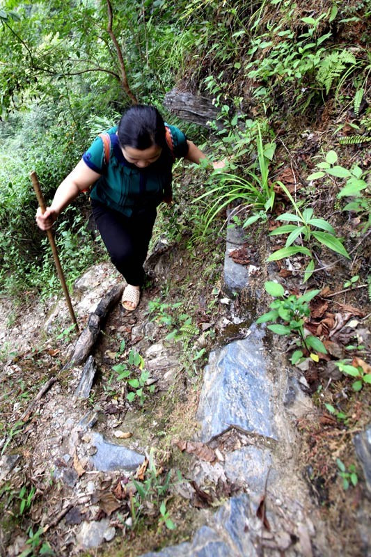 Cô giáo dốc sức leo, bám vách đá đi dạy ảnh 3