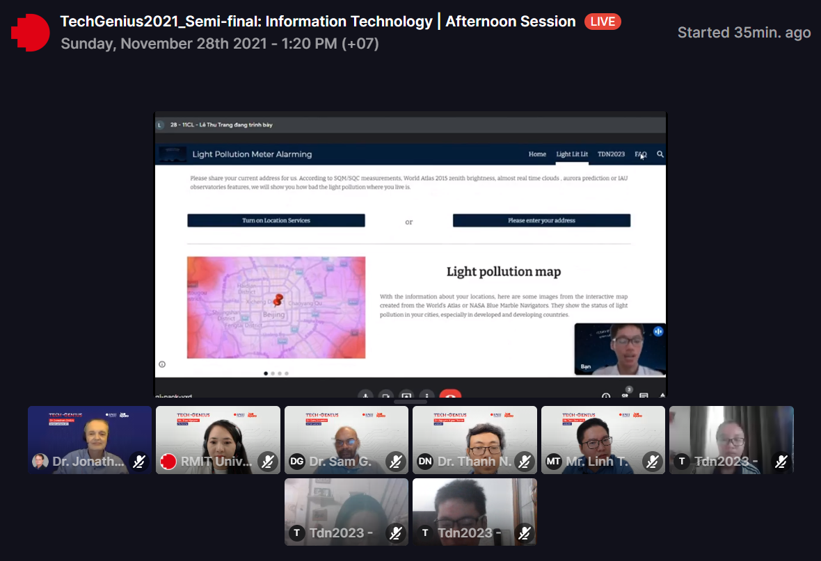 Phần thi của đội TDN2023 tại vòng Bán kết trực tuyến cuộc thi &quot;Sáng kiến công nghệ TechGenius&quot;.