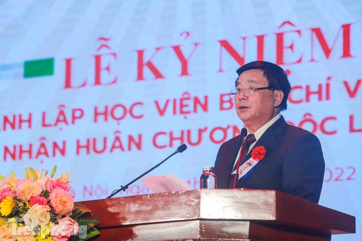 Đồng chí Nguyễn Xuân Thắng, Ủy viên Bộ Chính trị, Giám đốc Học viện Chính trị quốc gia Hồ Chí Minh phát biểu tại Lễ kỷ niệm.