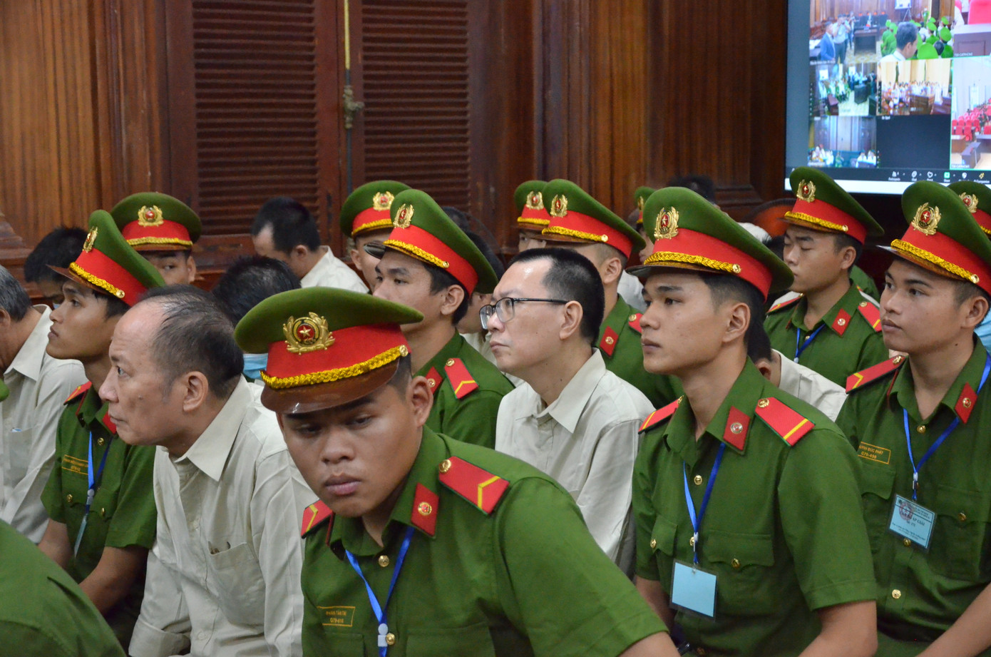 Các bị cáo tại phiên tòa.