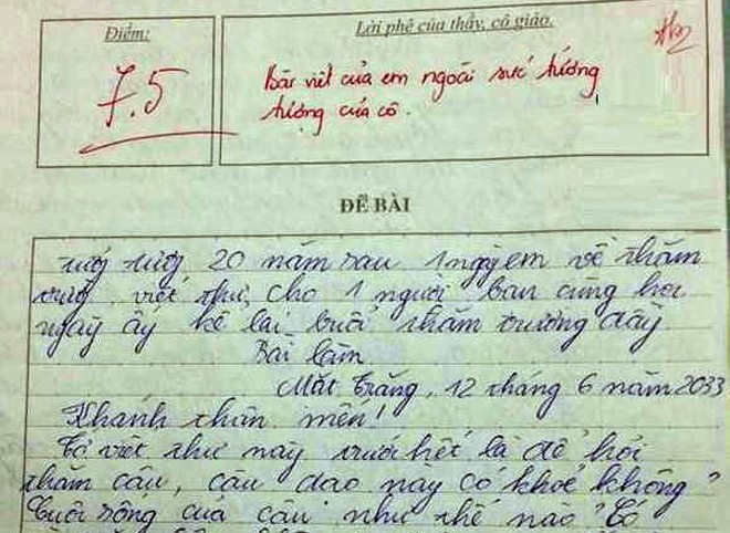 Gần đây, bài kiểm tra của Vũ Trường An - học sinh lớp 9 trường THCS Trần Phú (Hải Phòng) không chỉ gây chú ý bởi nội dung 