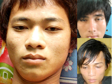 Đối tượng Lê Duy Tân nằm viện sau khi tự tử bất thành (ảnh lớn) cùng hai đối tượng còn lại trong vụ án. Ảnh: An ninh thủ đô.