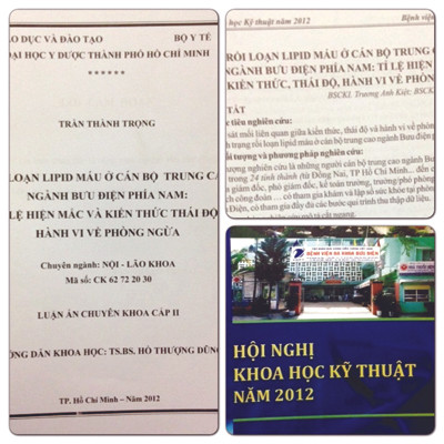 Đề tài của bác sĩ Trần Thành Trọng (trái) và chủ trì đề tài trong báo cáo khoa học ghi tên bác sĩ Trương Anh Kiệt (phải). ảnh: L.N