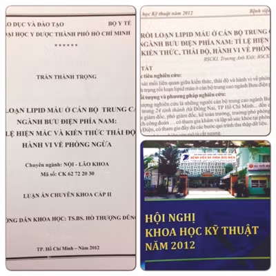 Đề tài của bác sĩ Trần Thành Trọng (trái) và chủ trì đề tài trong báo cáo khoa học ghi tên bác sĩ Trương Anh Kiệt (phải). ảnh: L.N
