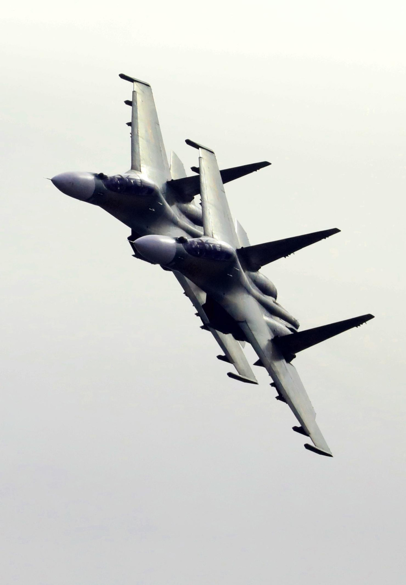 Tiếng động cơ phản lực, kết hợp với động tác chao lượn trên không của phi đội tiêm kích Su-30MK2 tạo ấn tượng mạnh mẽ.