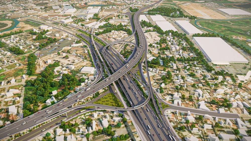 Phối cảnh nút giao Vành đai 3 - Tân Vạn. Phối cảnh nút giao Vành đai 3 - Tân Vạn.
