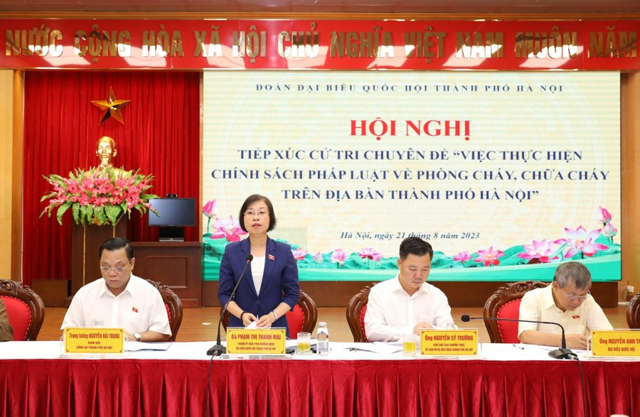 Bà Phạm Thị Thanh Mai, Phó trưởng Đoàn chuyên trách, Đoàn đại biểu Quốc hội TP. Hà Nội phát biểu tại hội nghị Bà Phạm Thị Thanh Mai, Phó trưởng Đoàn chuyên trách, Đoàn đại biểu Quốc hội TP. Hà Nội phát biểu tại hội nghị