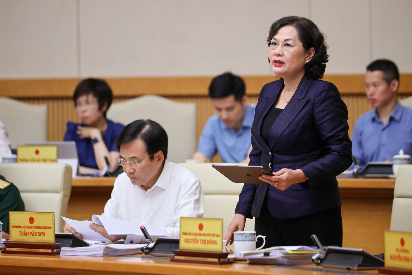 Thống đốc Ngân hàng Nhà nước Nguyễn Thị Hồng phát biểu. Ảnh: Nhật Bắc