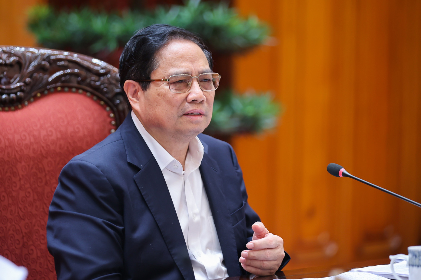 Thủ tướng Chính phủ Phạm Minh Chính phát biểu tại cuộc họp. Ảnh: Nhật Bắc Thủ tướng Chính phủ Phạm Minh Chính phát biểu tại cuộc họp. Ảnh: Nhật Bắc