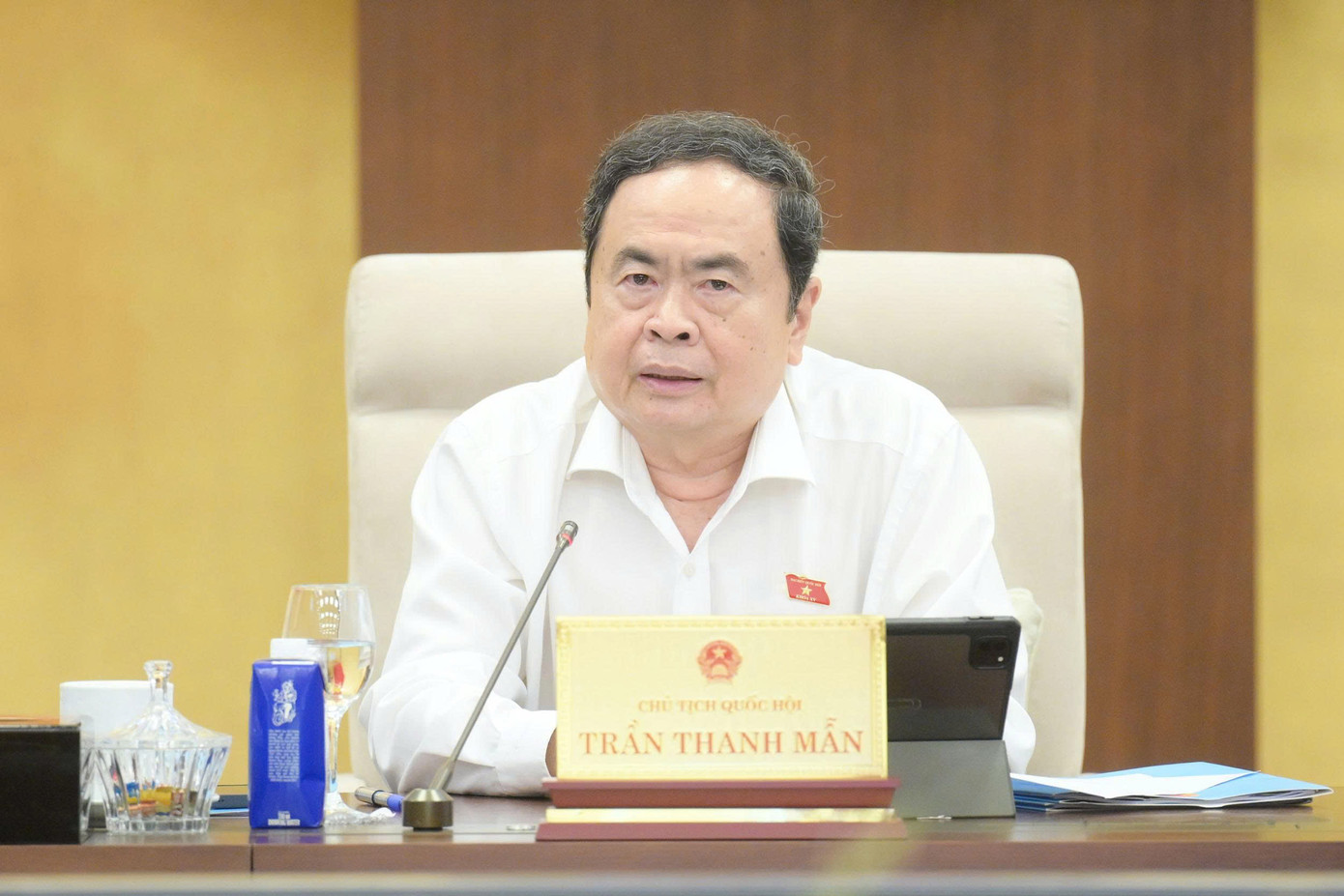 Chủ tịch Quốc hội Trần Thanh Mẫn phát biểu tại phiên họp. Ảnh: QH