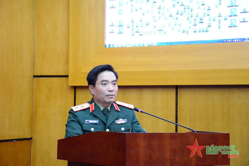 Trung tướng Nguyễn Doãn Anh phát biểu chỉ đạo tại lễ bàn giao nhiệm vụ Tư lệnh Binh chủng Thông tin liên lạc.