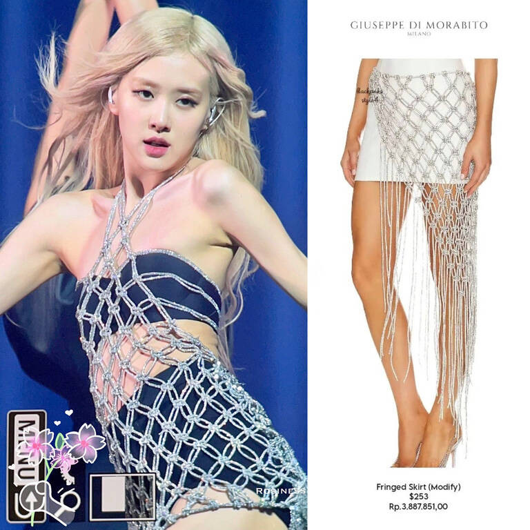 Thiết kế yếm với phong cách lưới được biến tấu từ trang phục của thương hiệu Giuseppe Di Morabito.