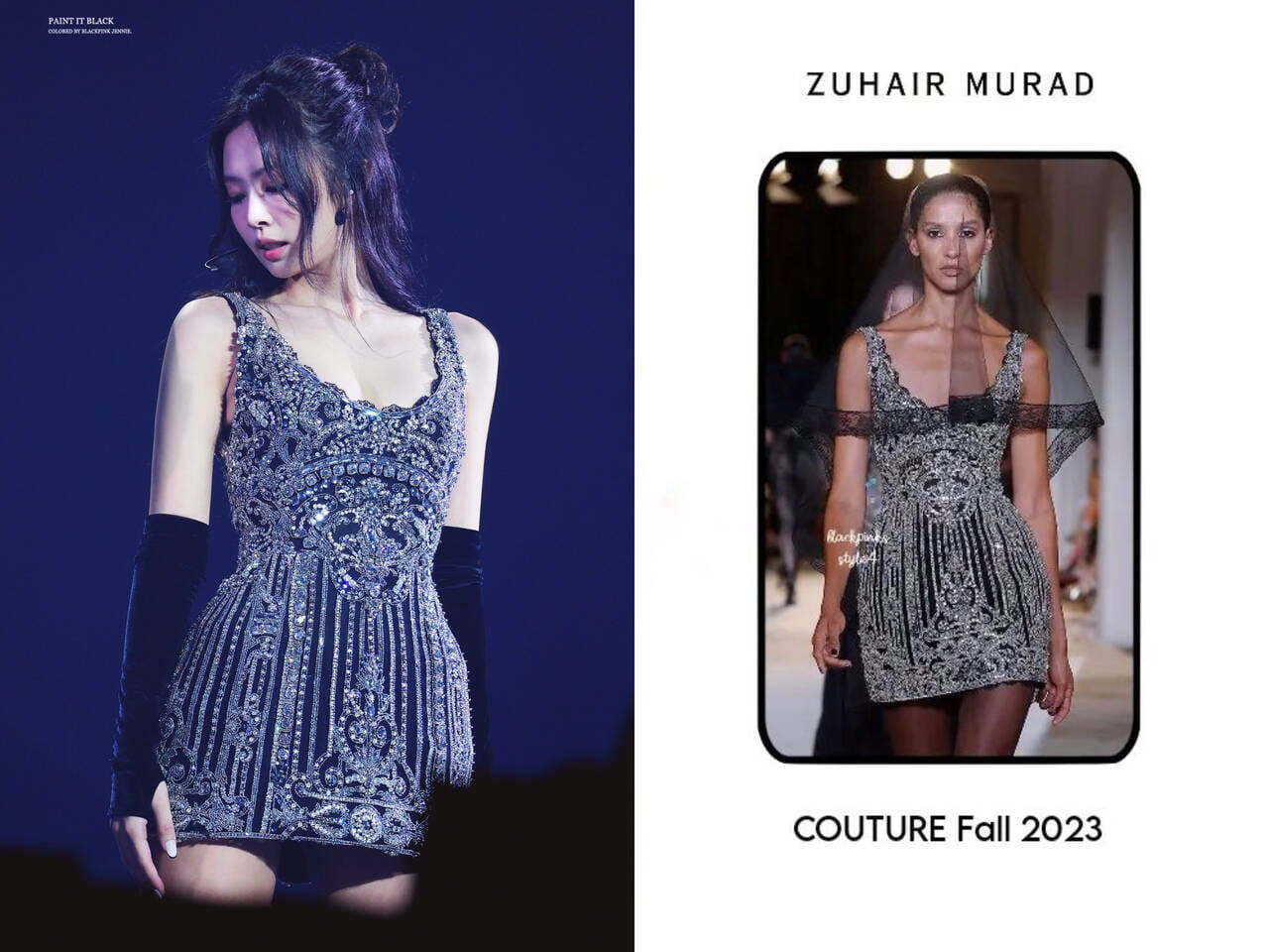 Thiết kế Jennie mặc trên sân khấu tối 17/9 đến từ bộ sưu tập cưới cao cấp của thương hiệu Zuhair Murad.