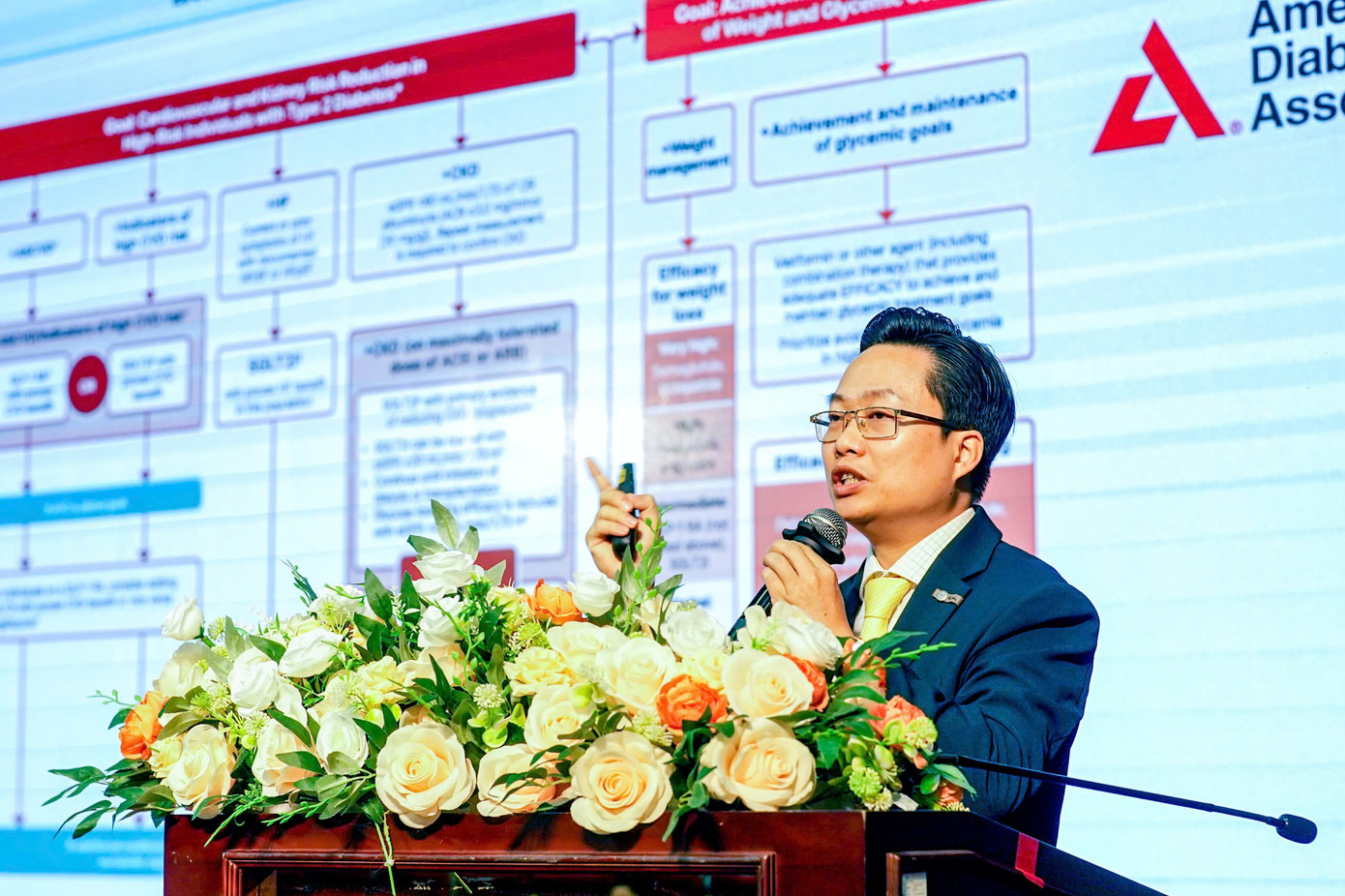 TS.BS Nguyễn Tất Đạt - Khoa Nội Tim mạch, Bệnh viện Chợ Rẫy trình bày tham luận tại hội thảo . TS.BS Nguyễn Tất Đạt - Khoa Nội Tim mạch, Bệnh viện Chợ Rẫy trình bày tham luận tại hội thảo .