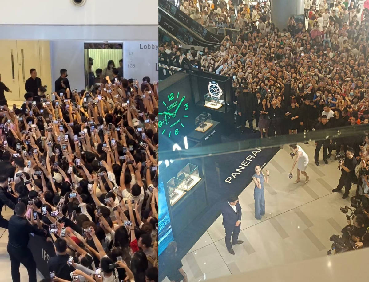 Hình ảnh fan vây kín Địch Lệ Nhiệt Ba gây chú ý.