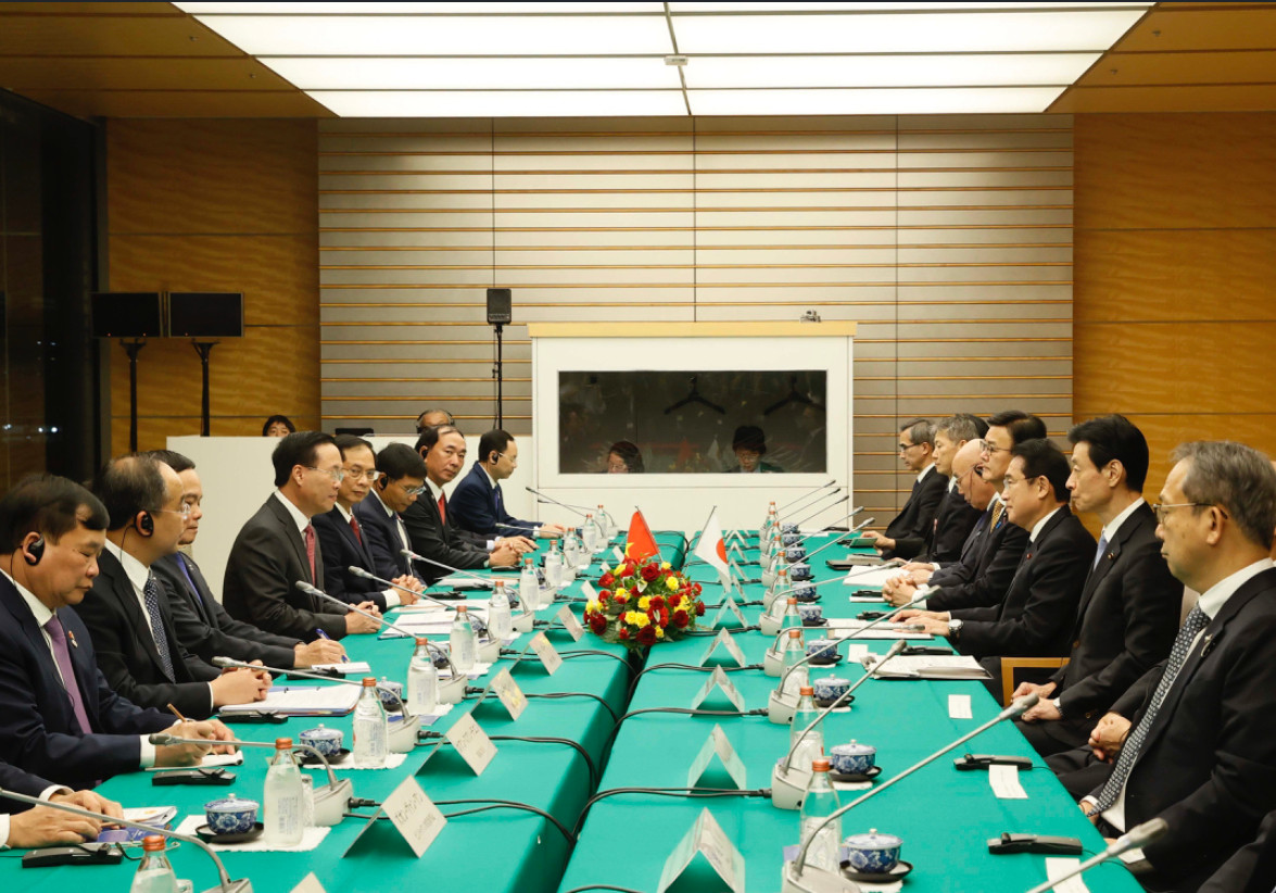 Quang cảnh buổi hội đàm. (Ảnh: Thống Nhất/TTXVN).